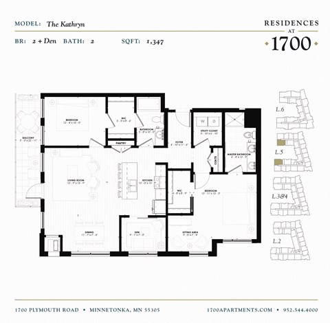 The Kathryn Floor plan at Residences at 1700, Minnesota, 55305